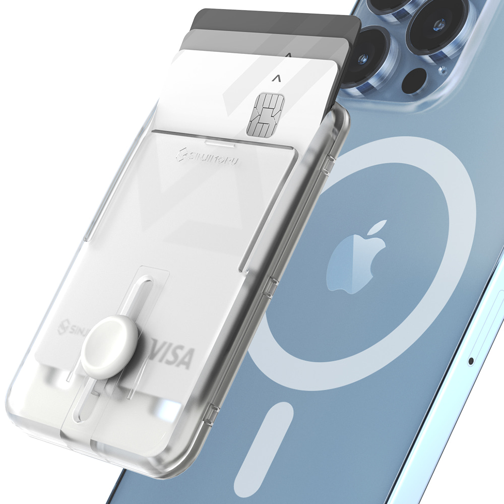 신지모루 M 버튼업 슬라이드 맥세이프 카드지갑 핸드폰 케이스